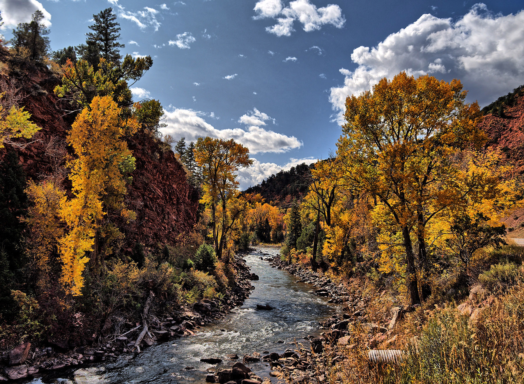 Crystal River and Cottonwood trees on Colorado Highway 133 near Redstone