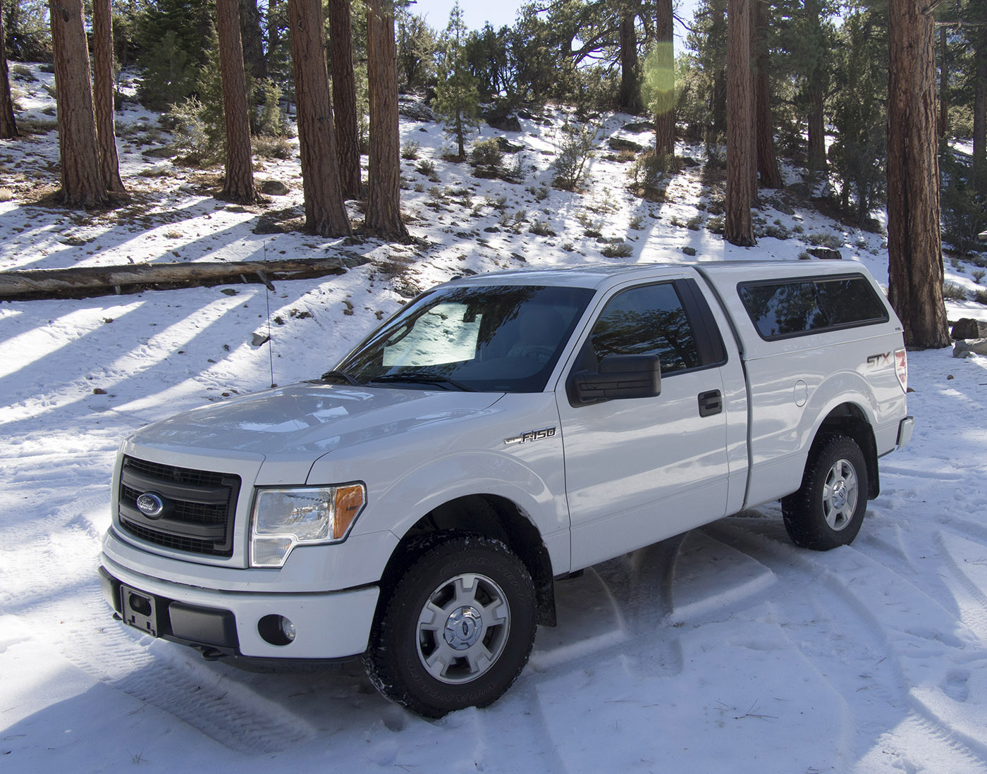 My 4WD F150 in Winter camouflage at Walker Lake trailhead (8355 ft).  I had many opportunities to bond with this fine heavy duty truck with high wheel clearance on my travels in the Sierra Nevada and Death Valley.