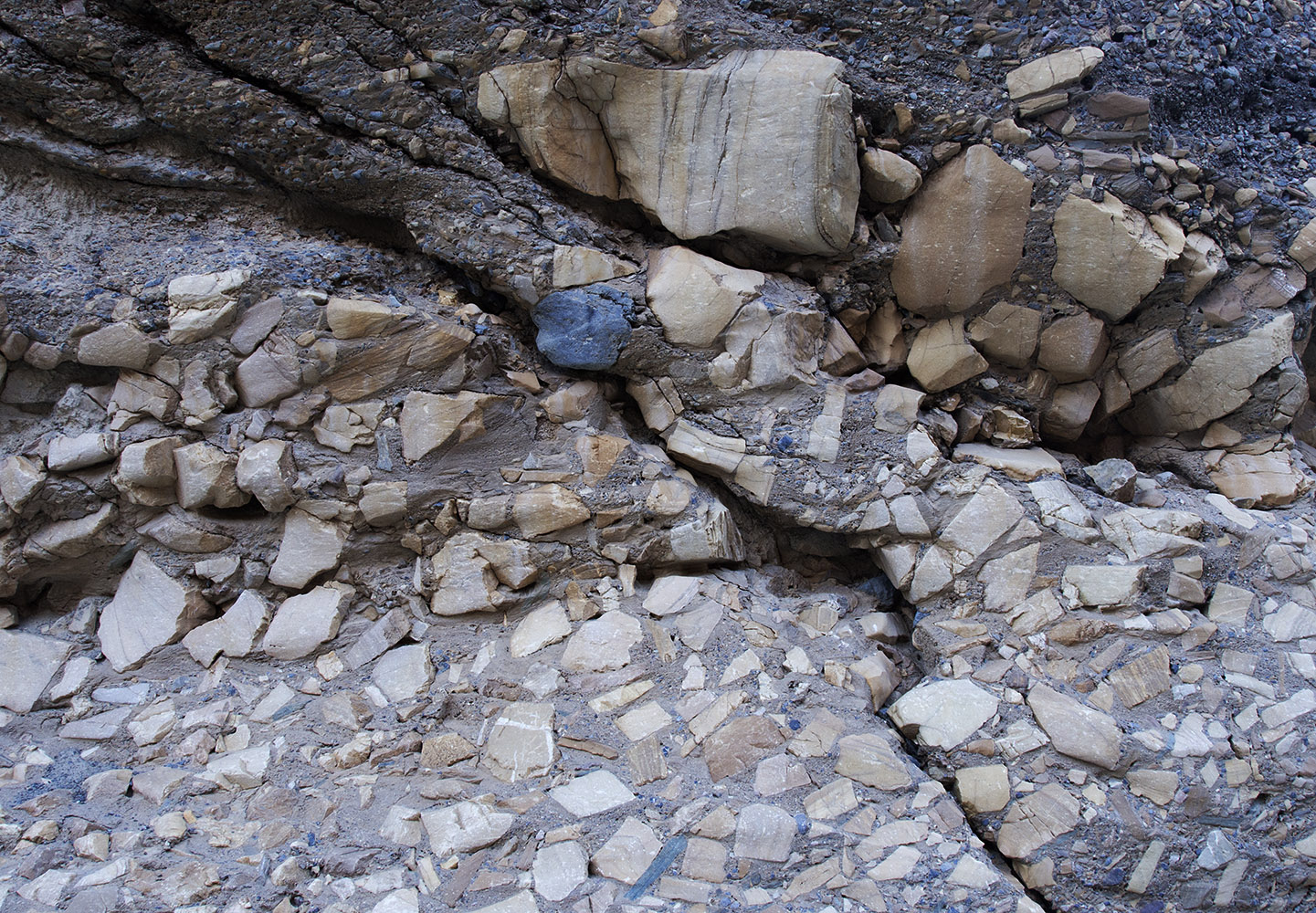 Mosaic Canyon – Cemented dolomite breccia from previous sediment- and rock-rich flooding.