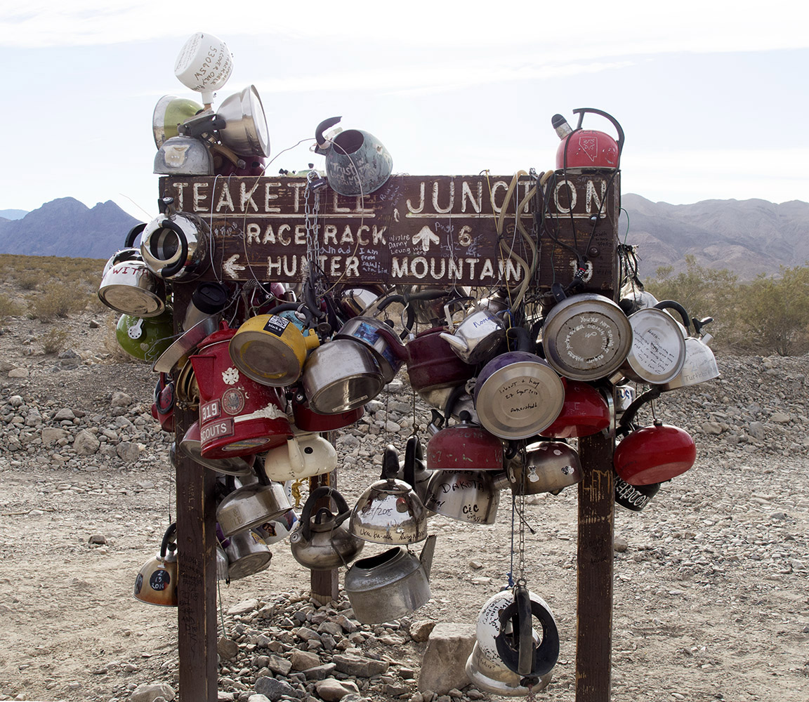 Teakettle Junction on the way to Racetrack Playa.  Darn, I forgot to bring a teakettle and leave a message for good luck.