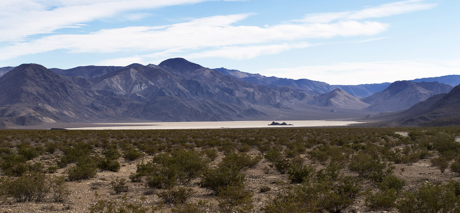 Racetrack Playa with the grandstand in the middle in the distance.