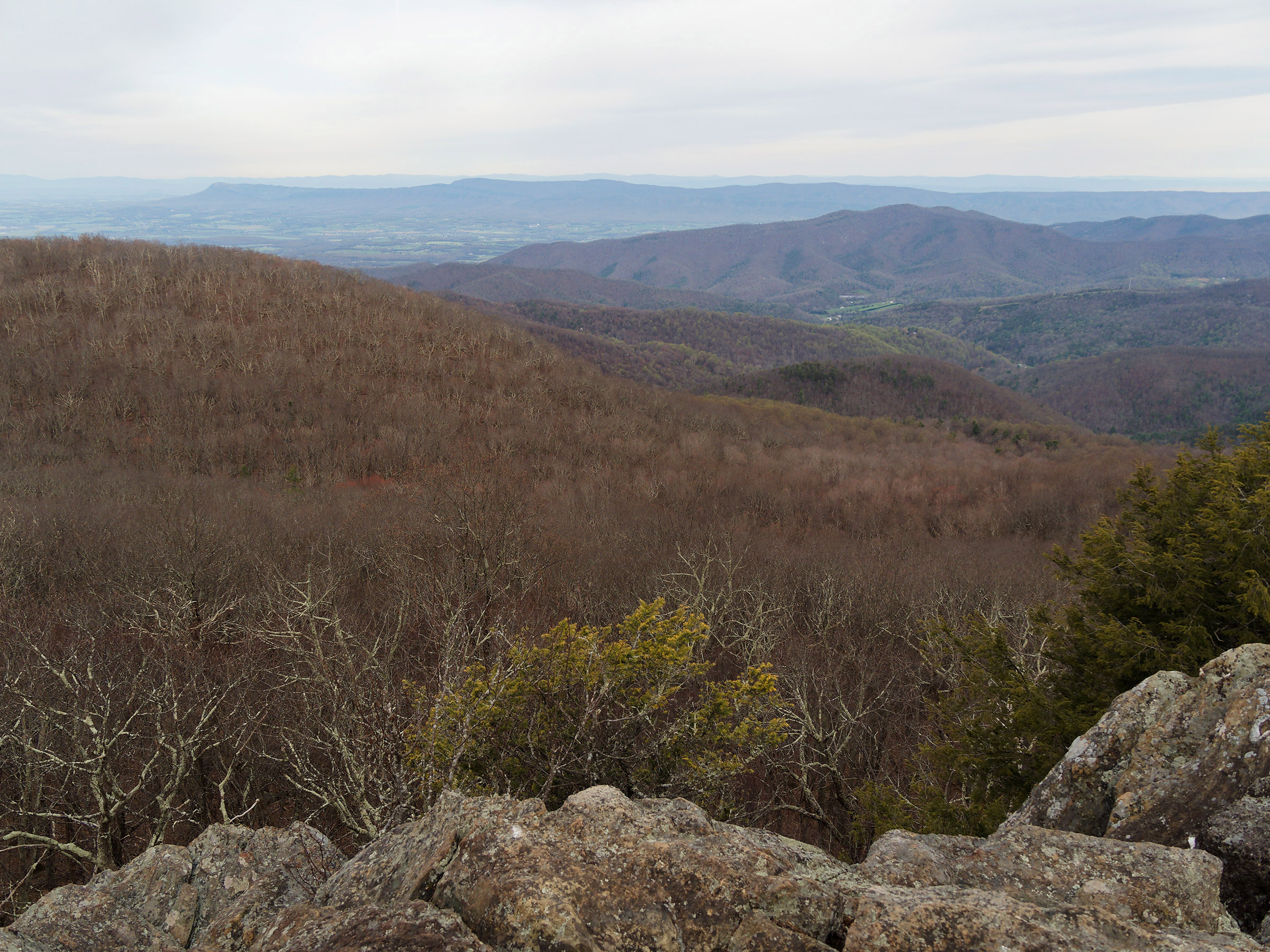 The view of Shenandoah Valley and Massanutten Mountain from Bearfence Mountain.