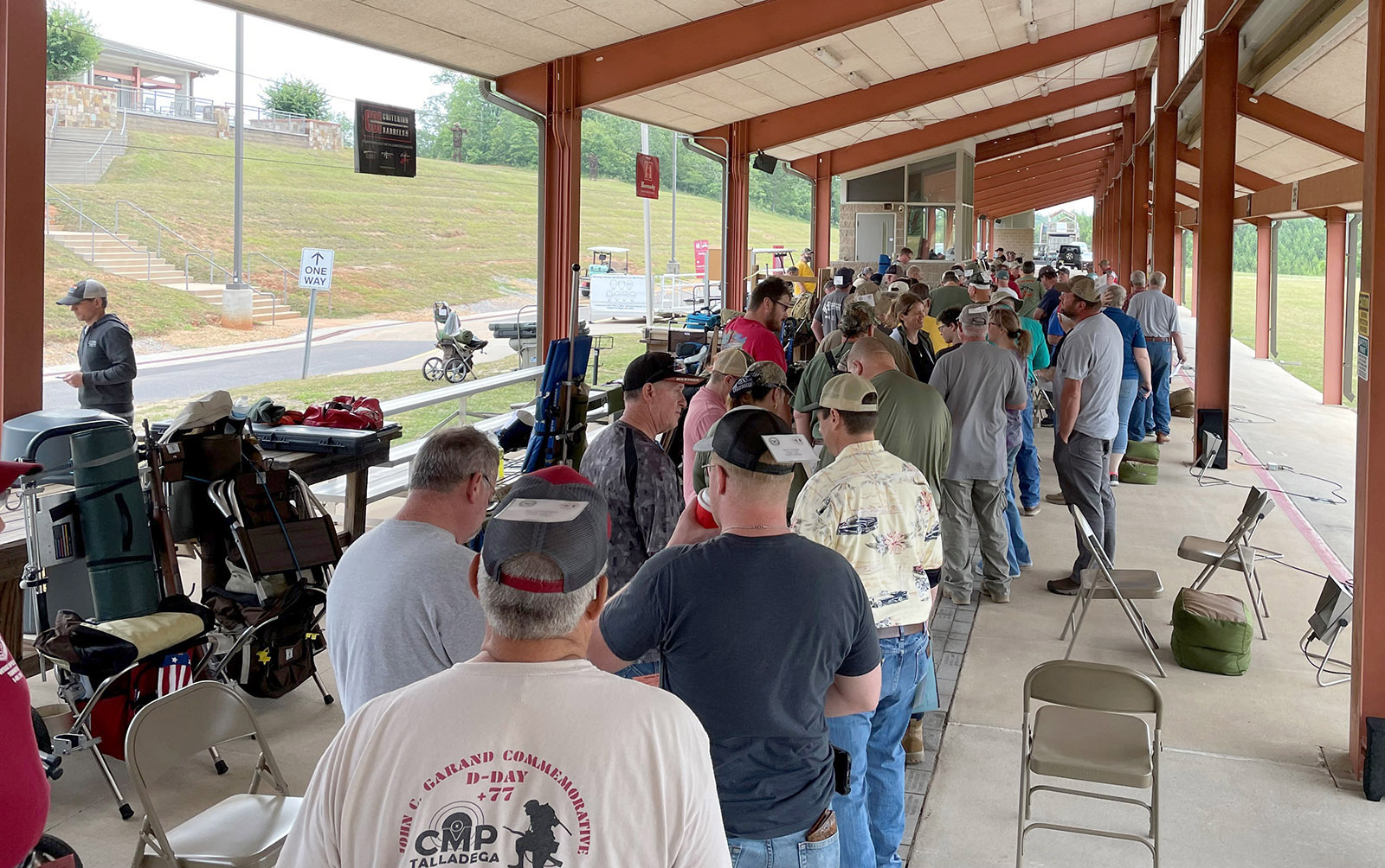 Shooting teams in line to receive their shooting positions in preparation for the Vintage Sniper Match.