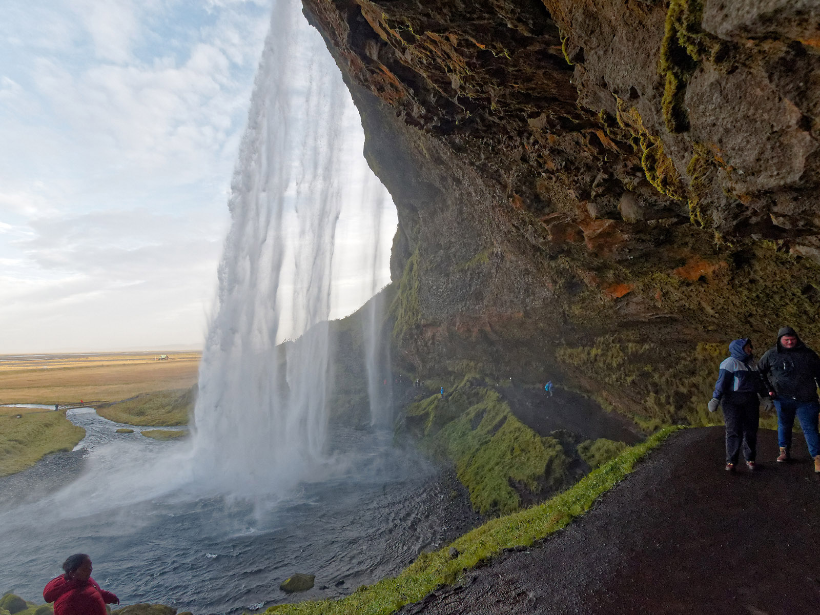Seljalandsfoss. Water for the falls originates primarily from the glacier atop the Eyjafjallajökull volcano.