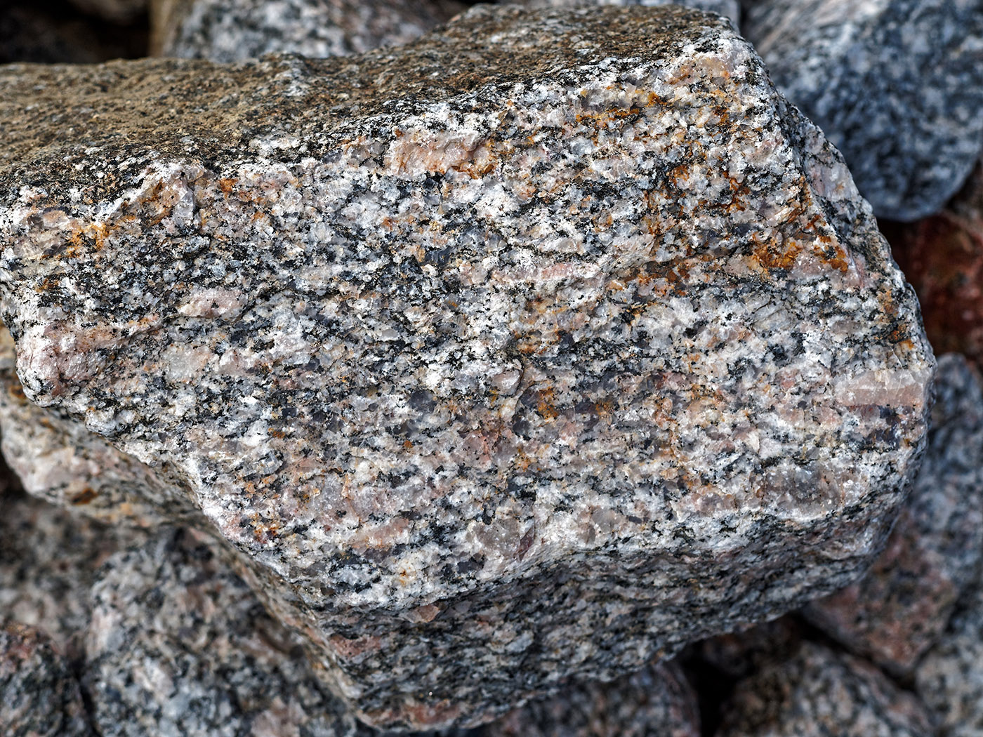 Precambrian granite near the top of the mountain highway are from the core of the mountain range.