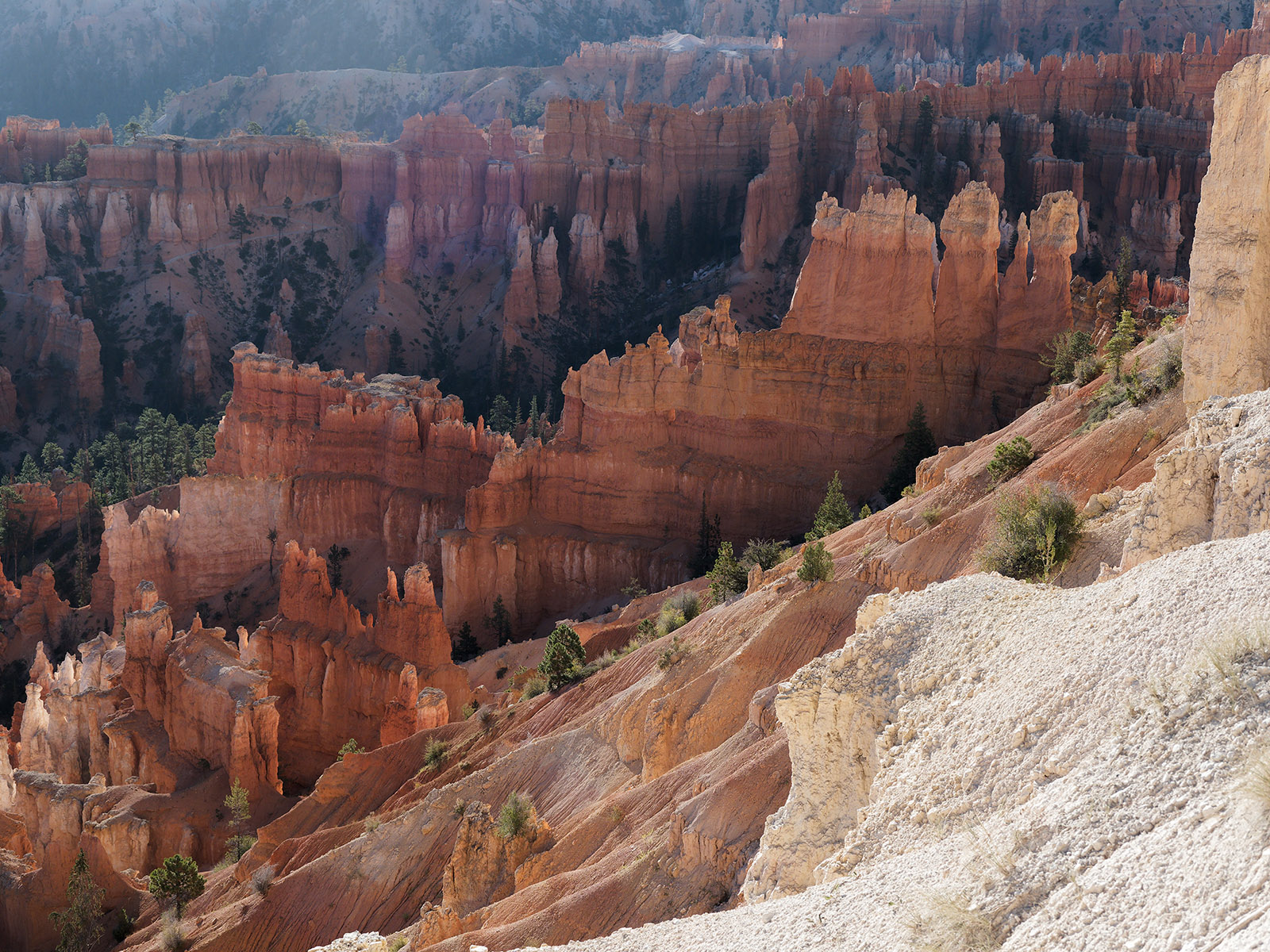 Bryce Canyon hoodoos.  Alternating layers of soft sedimentary rock susceptible to water, freezing and thawing.