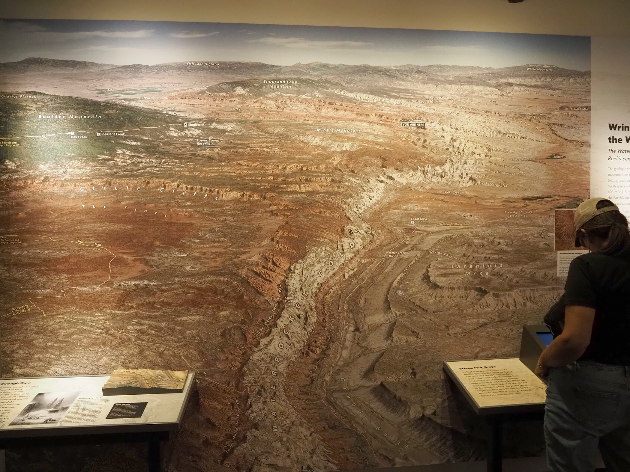 I would have needed my 4-wheel-drive truck to view the main attraction of the Park, the Waterpocket Fold.  The best view of the Waterpocket fold was shown in an aerial photograph in the visitor center.